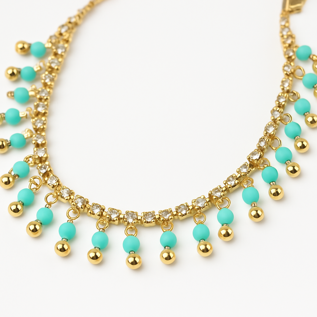 Ocean Blue Drop Crystal Anklet