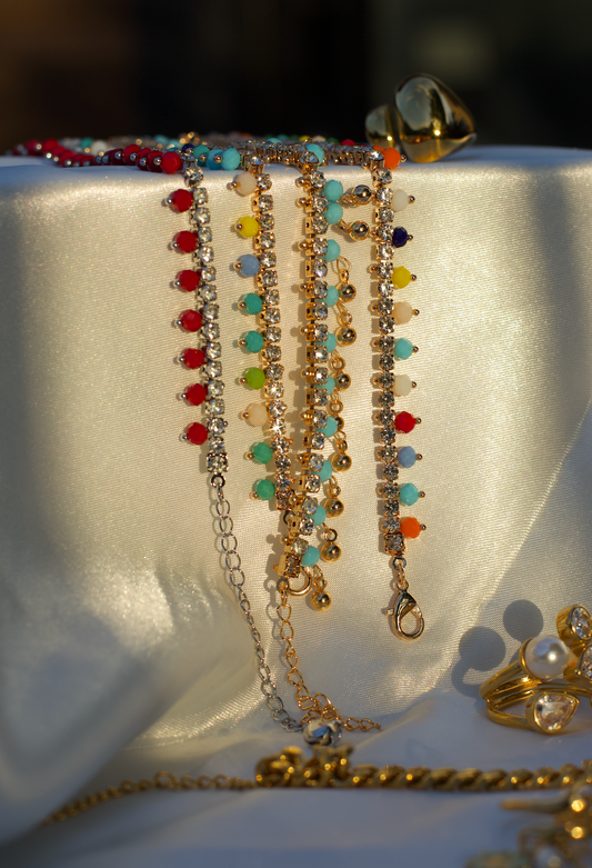 Ocean Blue Drop Crystal Anklet