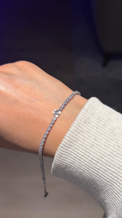 Heart Tennis Bracelet (Gold & Silver)