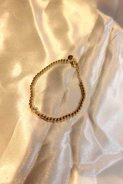 Gold Beaded CZ Bracelet — 18K Gold Plated