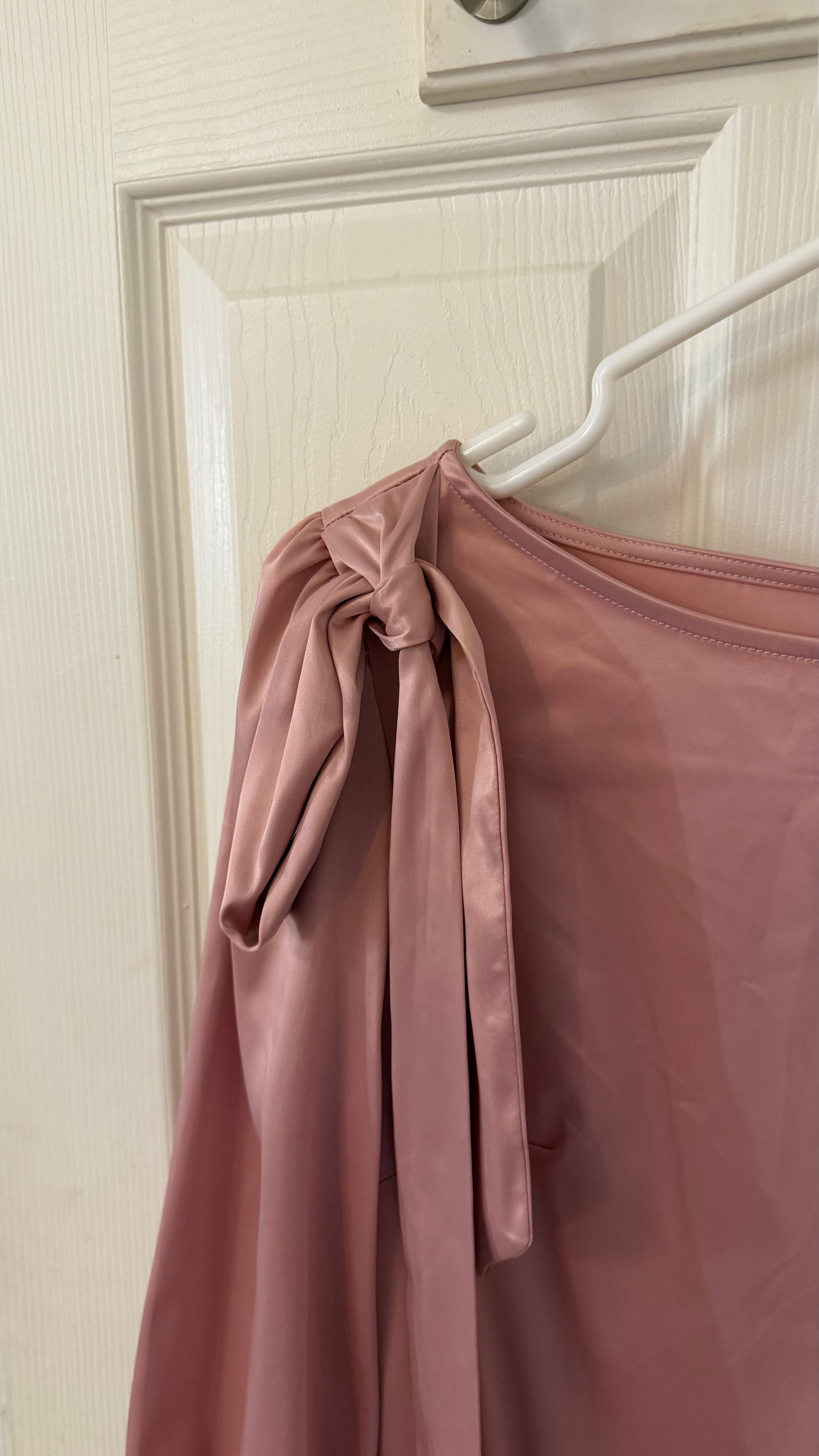 Cider Maxi Bow Pink Silk Dress