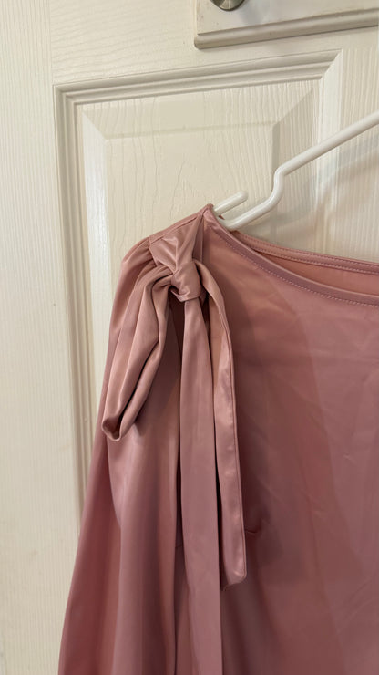 Cider Maxi Bow Pink Silk Dress