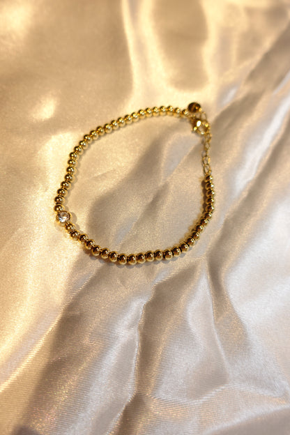 Gold Beaded CZ Bracelet — 18K Gold Plated