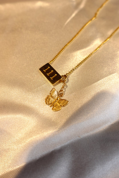 111 Manifestation Necklace with Removable Butterfly Charm