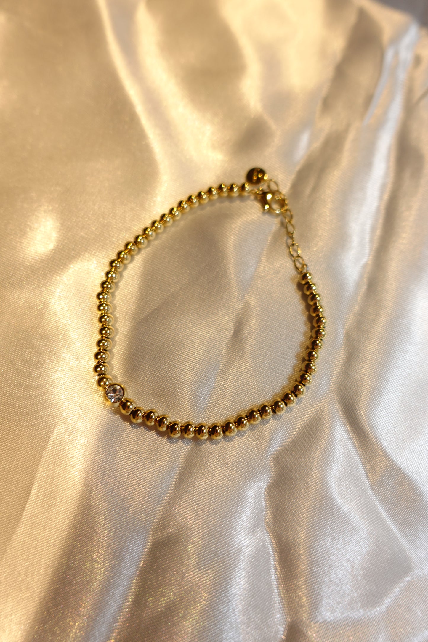 Gold Beaded CZ Bracelet — 18K Gold Plated