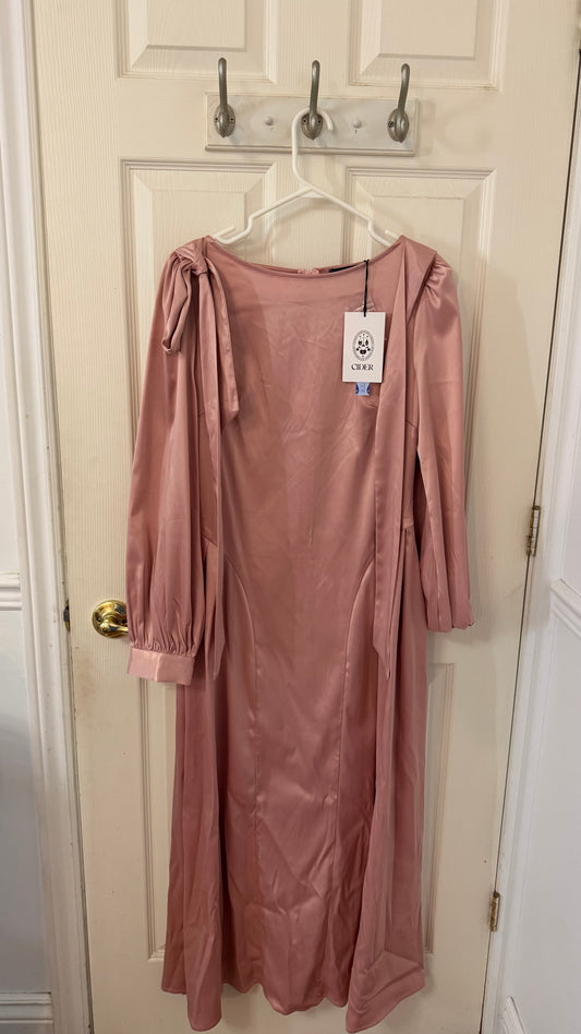 Cider Maxi Bow Pink Silk Dress
