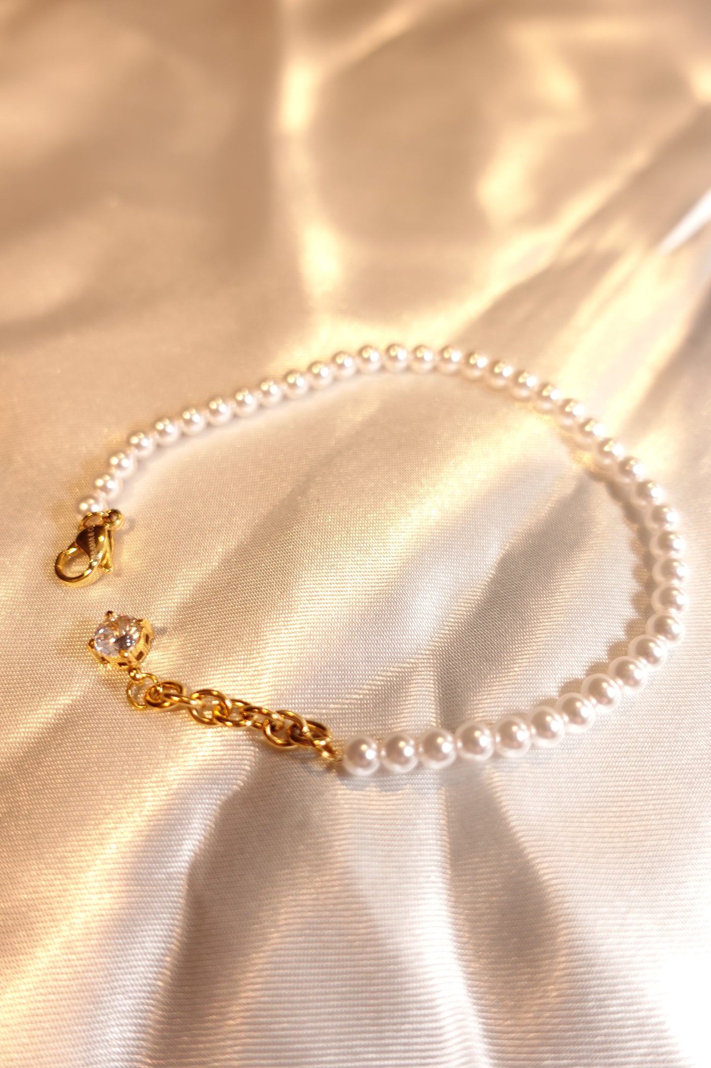 Pearl CZ Accent Bracelet — 18K Gold Plated