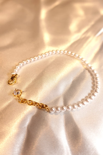 Pearl CZ Accent Bracelet — 18K Gold Plated