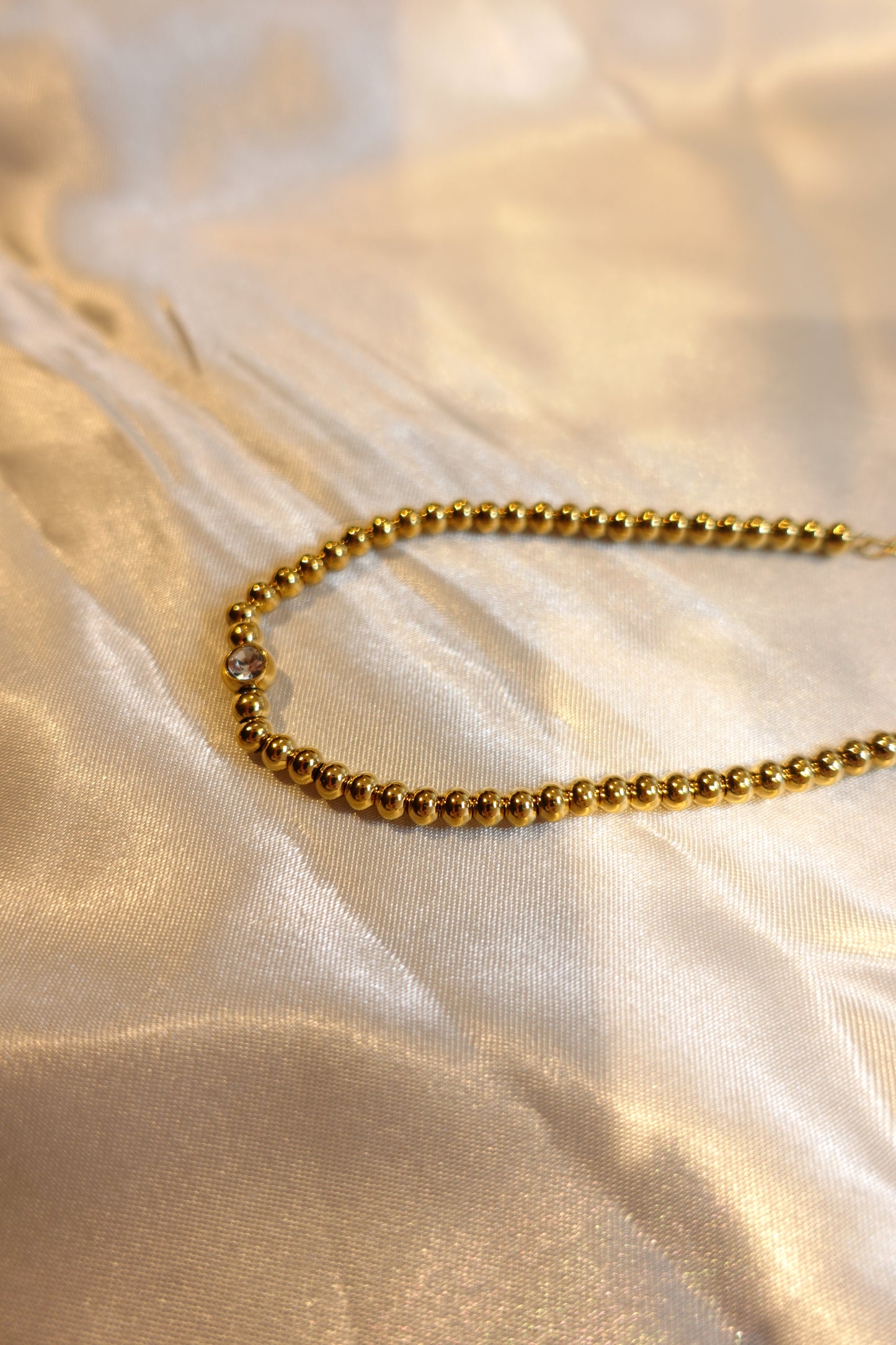 Gold Beaded CZ Bracelet — 18K Gold Plated