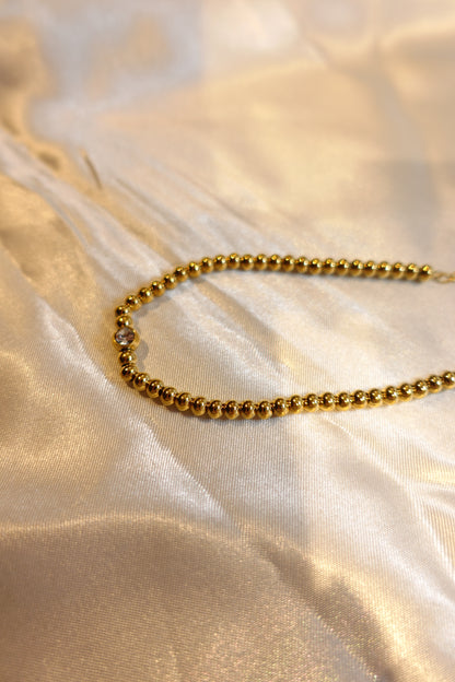 Gold Beaded CZ Bracelet — 18K Gold Plated