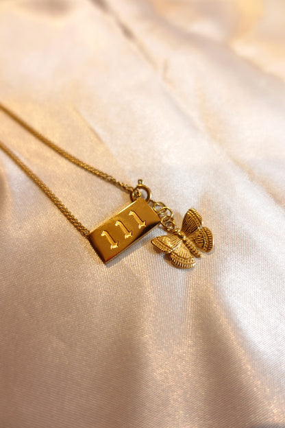 111 Manifestation Necklace with Removable Butterfly Charm