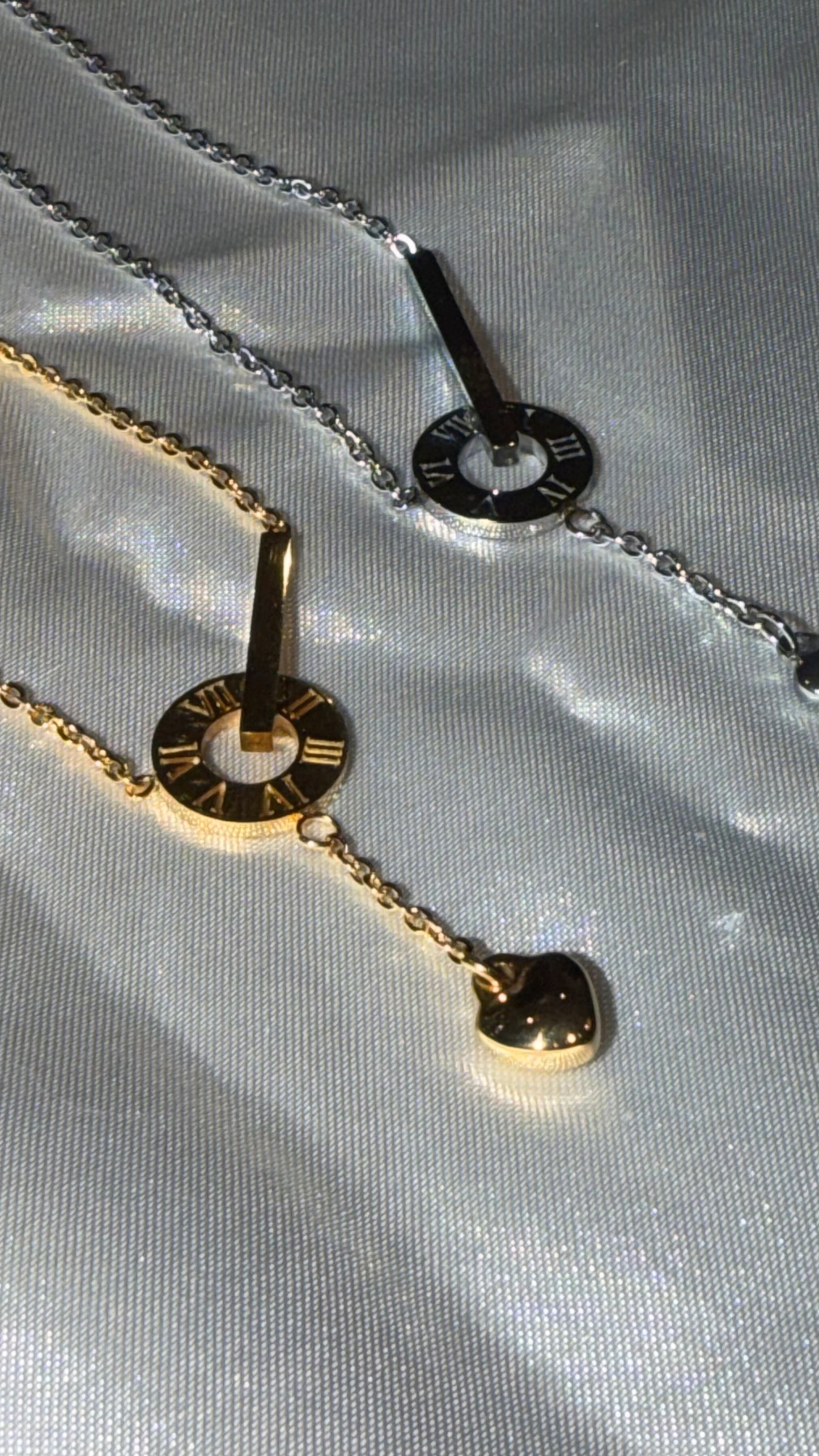 Roman Numeral Heart Drop Necklace — 18K Gold Plated