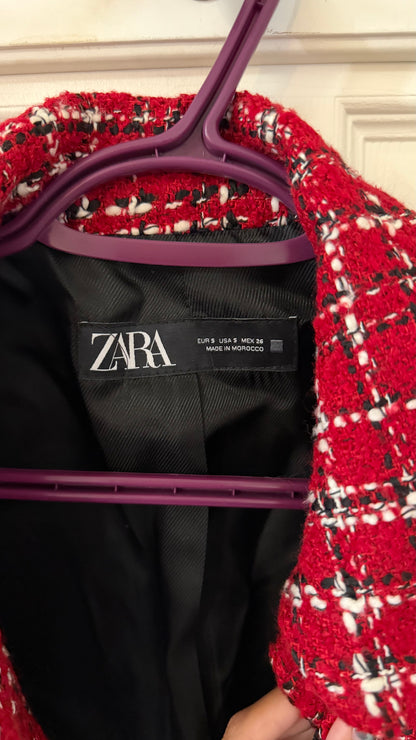 Zara Red Cropped Blazer