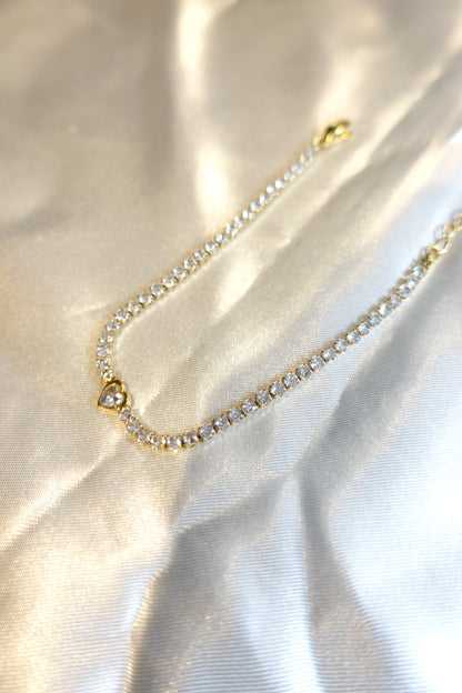 Heart Tennis Bracelet (Gold & Silver)