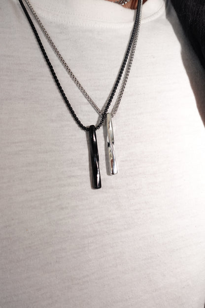 Steel Bar Necklace (Silver & Black)