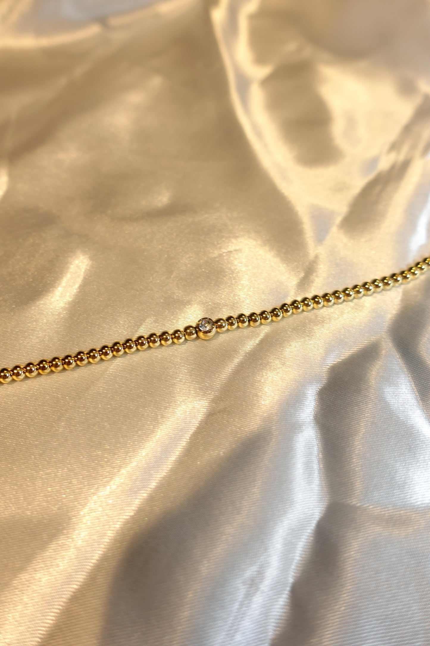 Gold Beaded CZ Bracelet — 18K Gold Plated