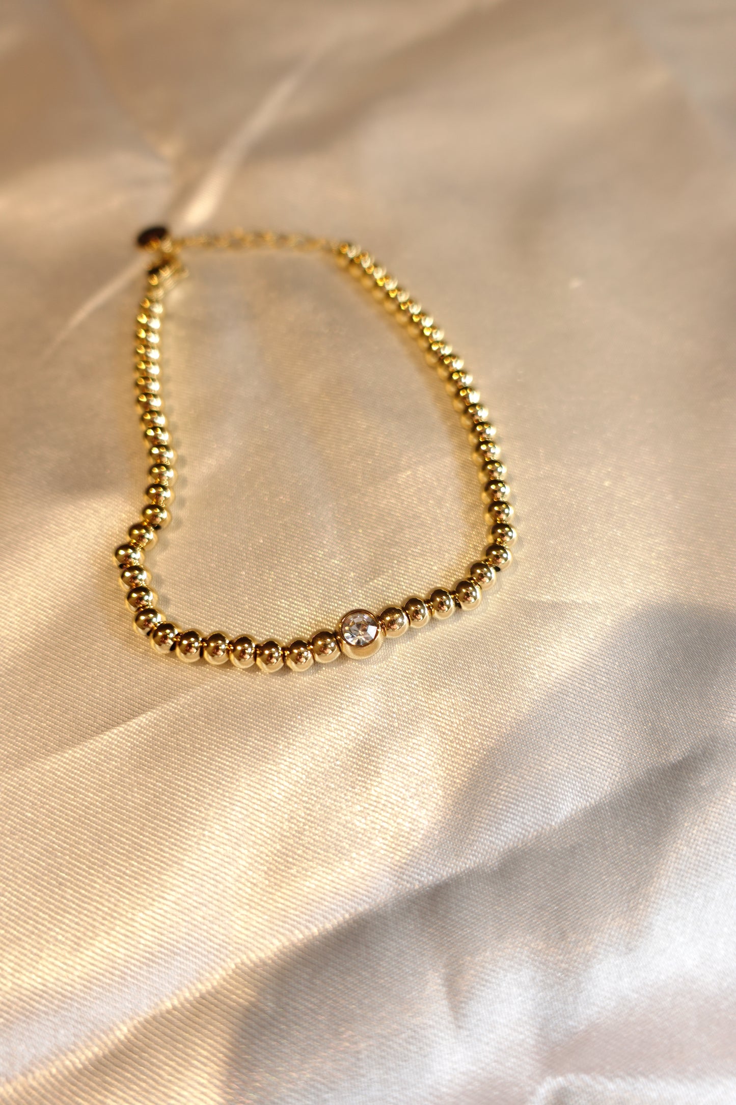 Gold Beaded CZ Bracelet — 18K Gold Plated
