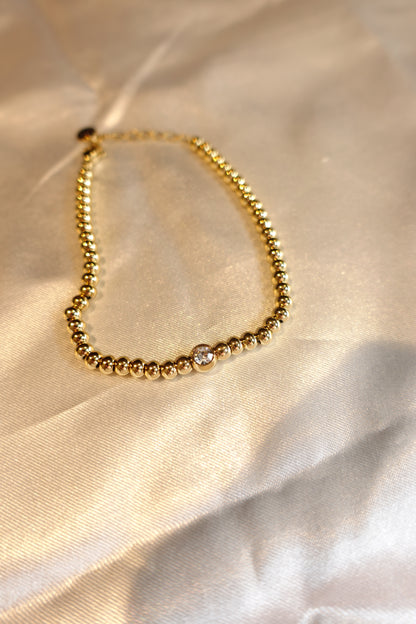 Gold Beaded CZ Bracelet — 18K Gold Plated