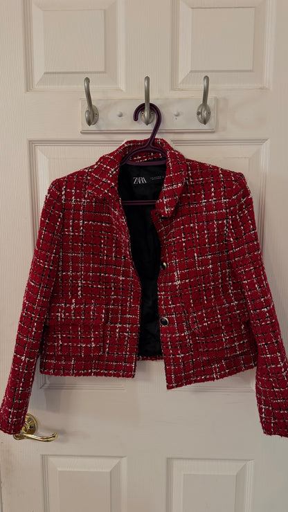 Zara Red Cropped Blazer