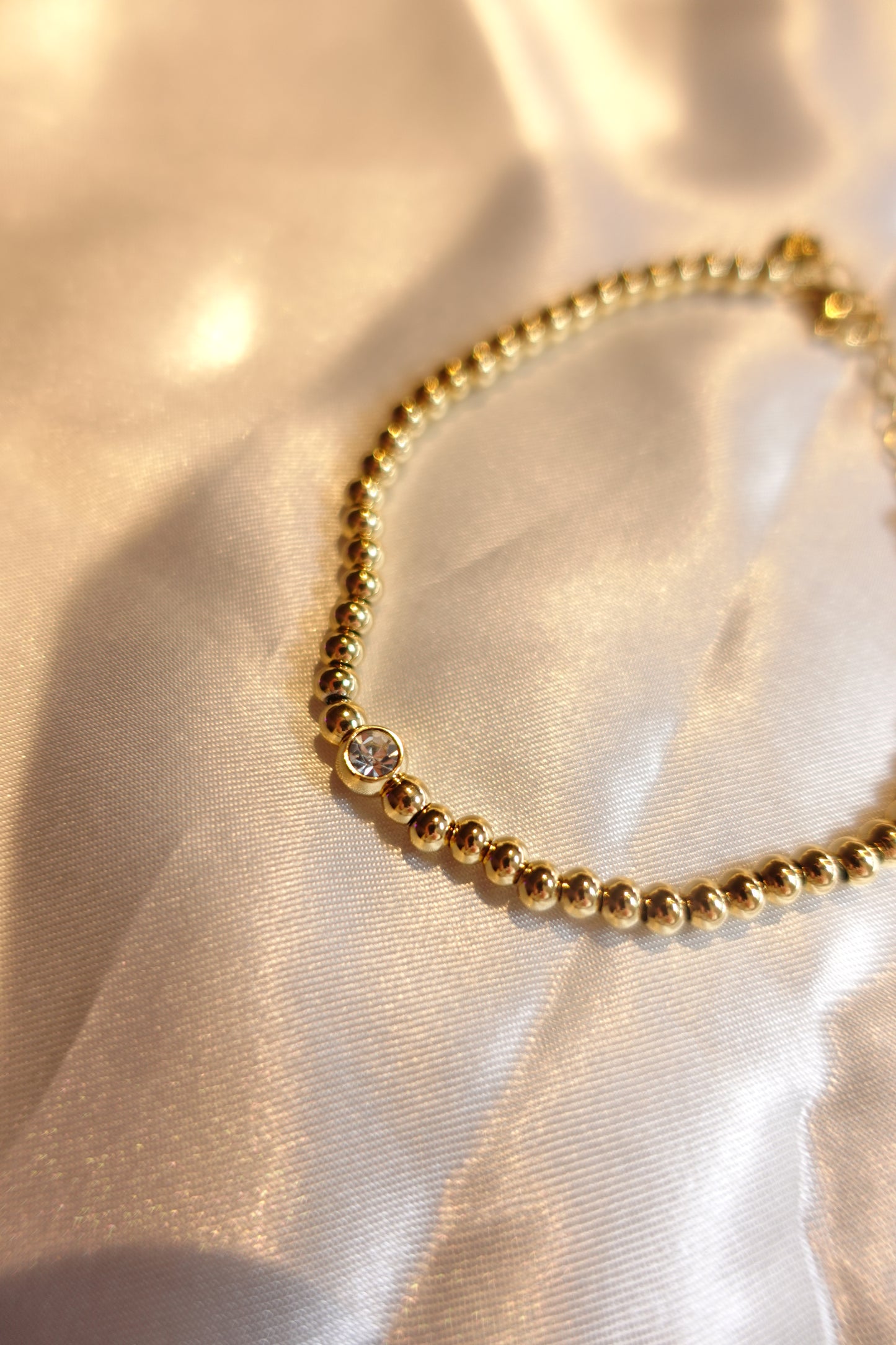 Gold Beaded CZ Bracelet — 18K Gold Plated