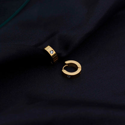 Unisex Zircon Gold Hoop